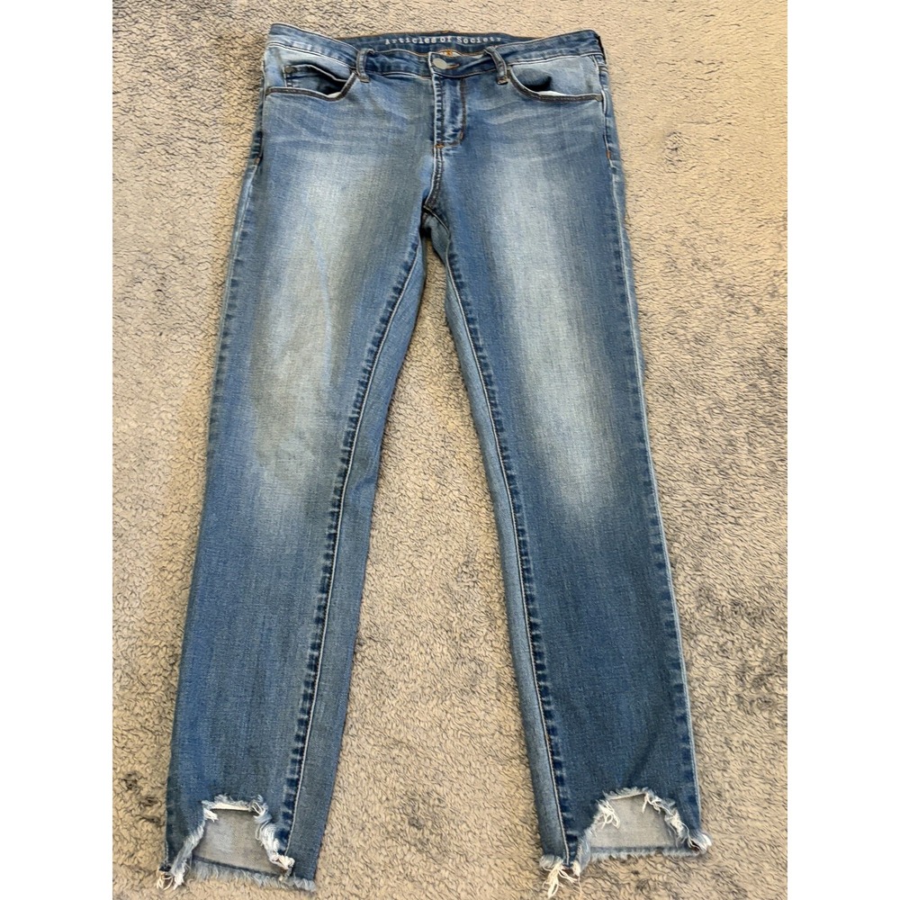 Articles of Society Jeans Womens 28 Blue Denim Frayed Ankle Skinny 4014PL
